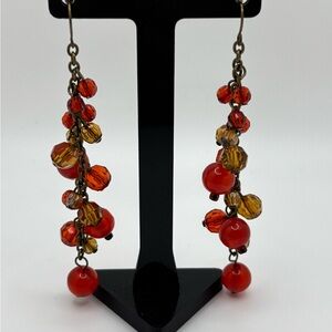 ✨5/$25✨ Elegant Red and Gold Beaded Dangle Earrings